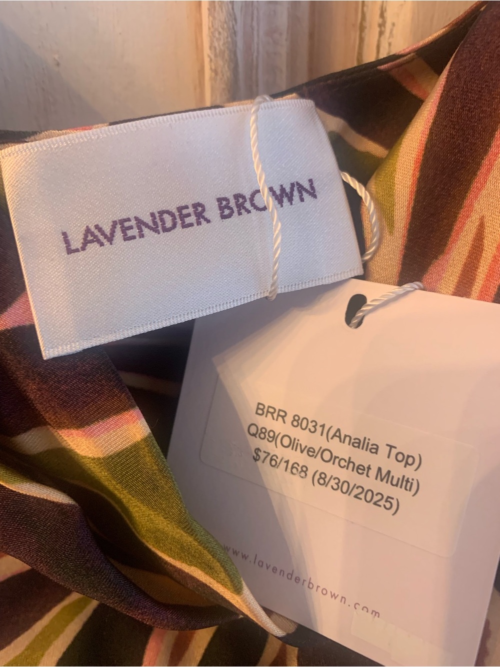 Lavender Brown Multicolor Leaf-Print Cowl Neck Camisole. A1 - Picture 11 of 11